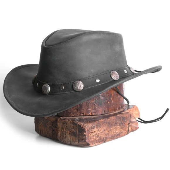 Real Leather Hats Western Style for Men and Women shapeable Brim vintage look. - Picture 4 of 9